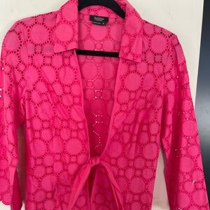 Women's Pink Peck and Peck Tie-Front Top
